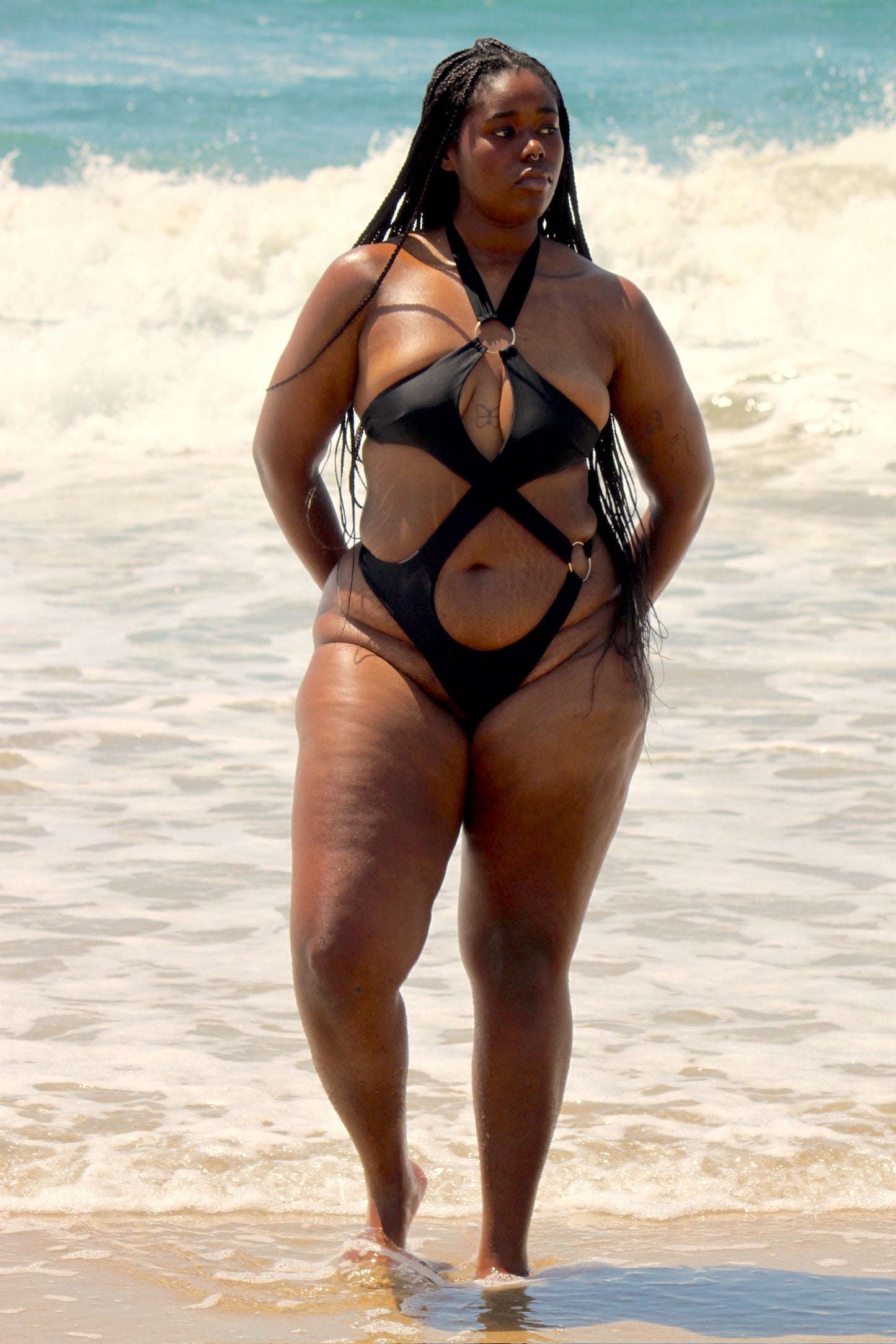 Midnight Tide Black Cut-Out One Piece Swimsuit