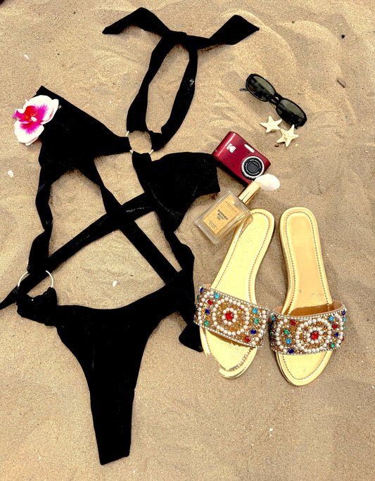 Midnight Tide Black Cut-Out One Piece Swimsuit